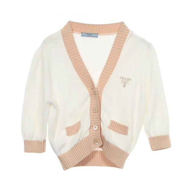 Prada Cardigan Logo Embroidery Cropped Cotton from The Reluxe
