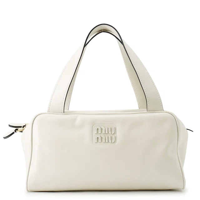 Miu Miu Bowling Handbag White5BB182 Leather in Leather from GALLERY RARE