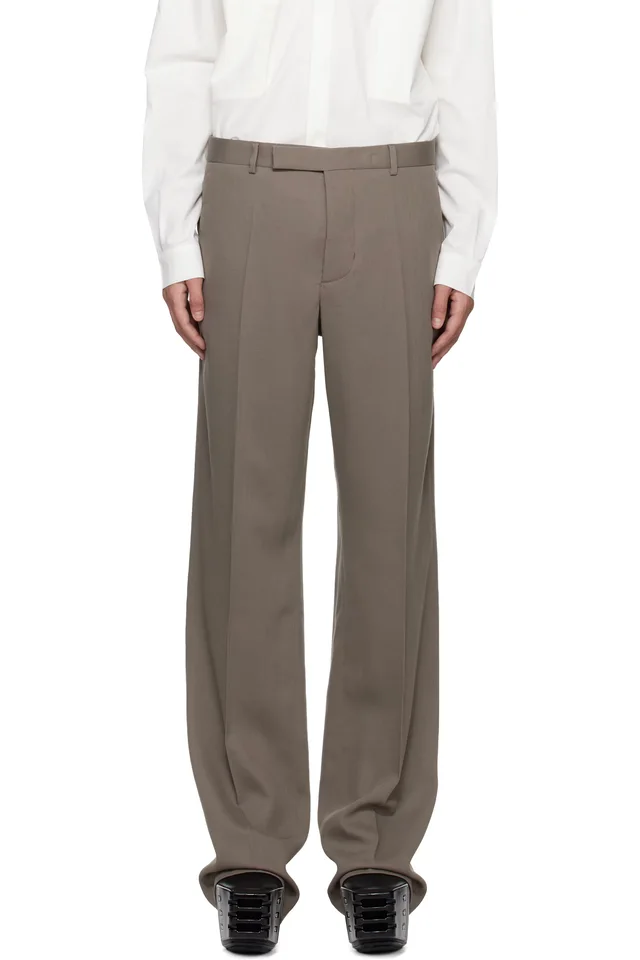 Rick Owens Gray Temple Twisted Wool Tailored Dietrich Trousers, image 1 of 1 from SSENSE