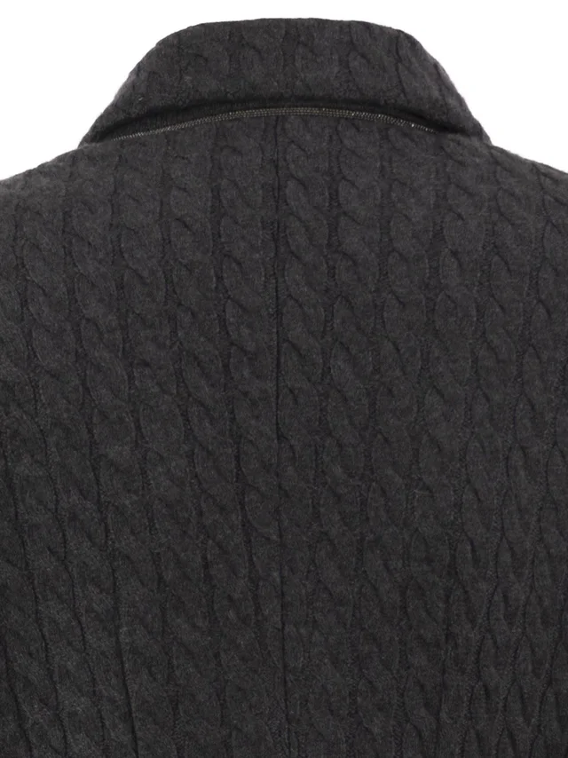 Brunello Cucinelli Double-breasted cashmere cable-knit blazer, photo 4 of 4 from SENSER