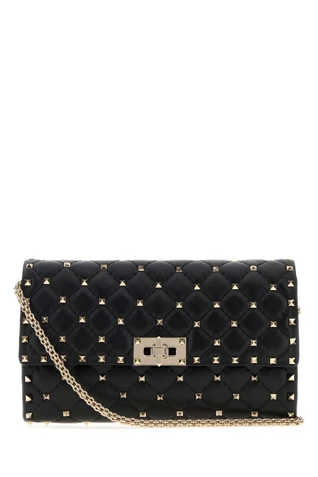 Valentino Garavani Rockstud Shoulder Bag — Black in Black Lambskin from HEWI