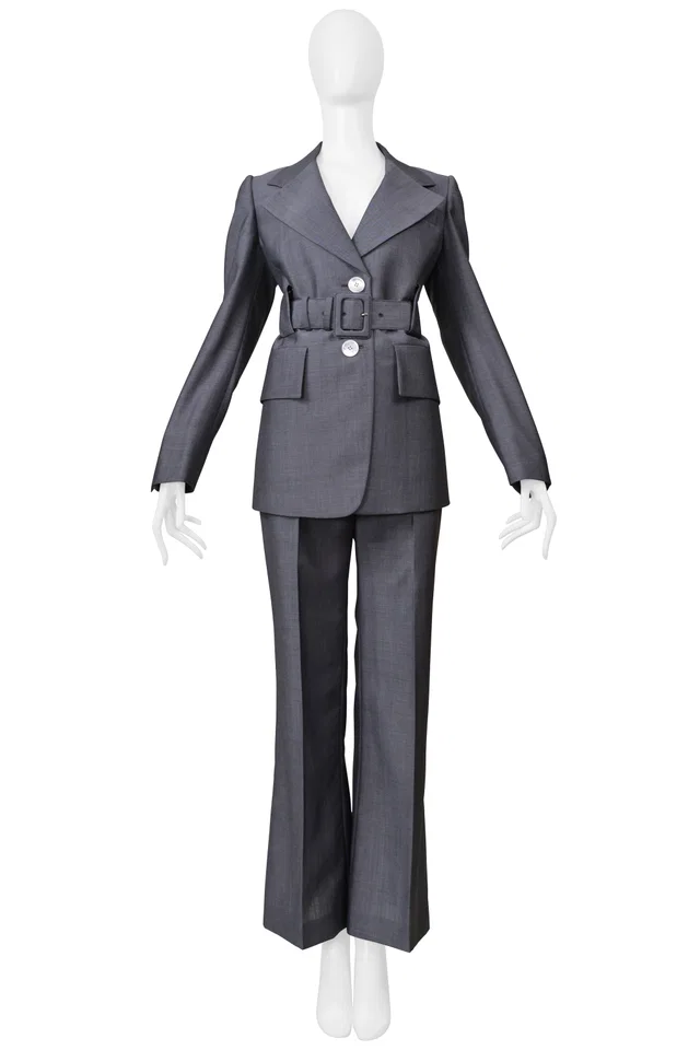 Prada Grey Suit Jacket And Pants 2020 in Grey Wool from Resurrection Vintage