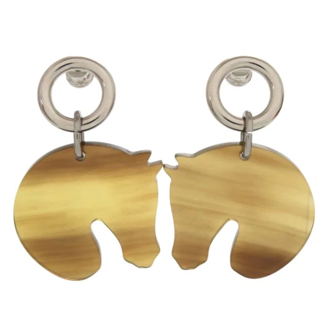 Hermès Cheval Horse Buffalo Horn Brown Earrings in Brown from The Reluxe