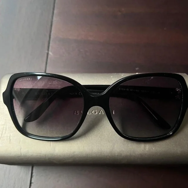 Bvlgari Women's Square Sunglasses - Black in black from Depop, photo 1 of 1