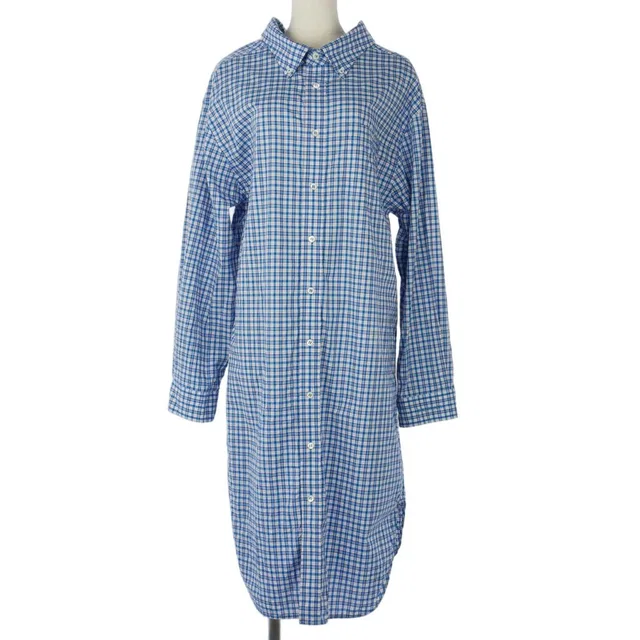 Balenciaga Check Cotton Shirt Dress Long Length Long Sleeve 34 Blue in Blue from The Reluxe