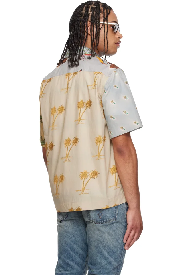 Paul Smith Blue & Yellow 'Textile' Shirt, photo 3 of 4 from SSENSE