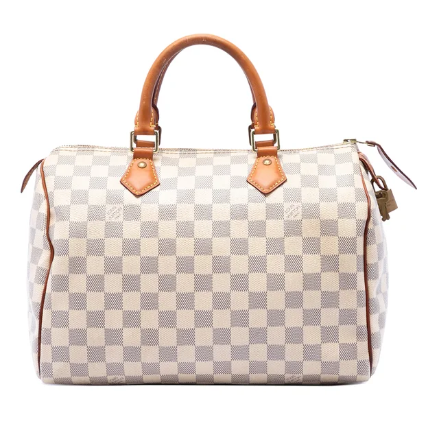 White Louis Vuitton Damier Azur Speedy 30 Boston Bag in White Canvas from Designer Revival, photo 1 of 1