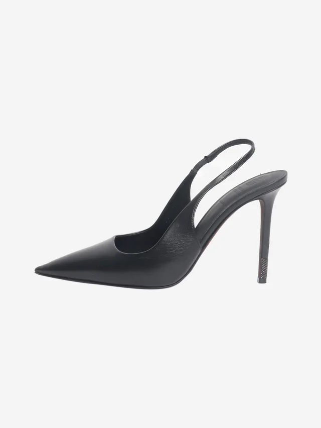 Brunello Cucinelli Black leather pointed sling back shoes - size EU 38 (UK 5) in Black Leather from Sign of the Times