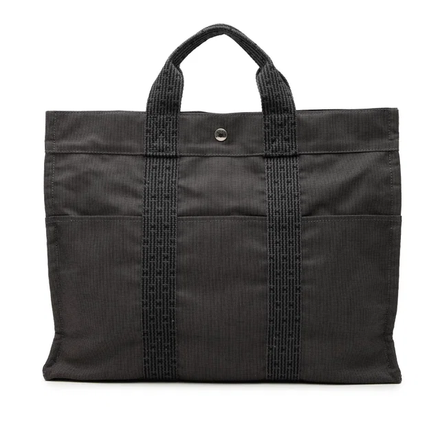 Gray Hermès Canvas Herline MM Tote Bag in Grey Canvas from Designer Revival