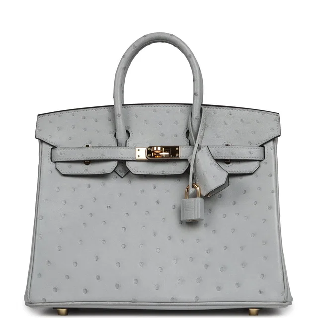 Hermès Birkin 25 Bleu Glacier Ostrich Gold Hardware in Blue Ostrich from Madison Avenue Couture
