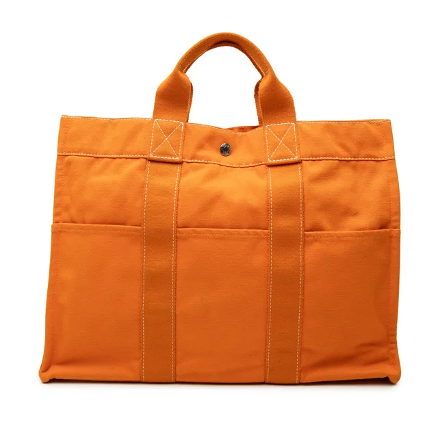 Orange Hermès Canvas Fourre Tout MM Tote Bag in Orange Canvas from Designer Revival