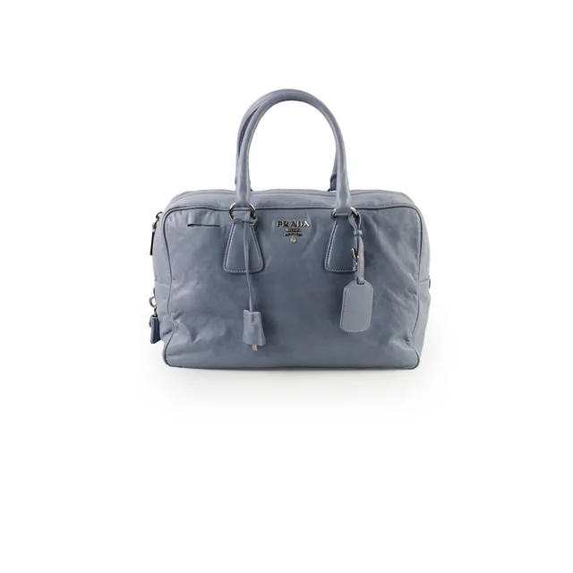 Prada Nappa Antique Bowling Bag Light Blue in Blue Nappa leather from The Purse Affair