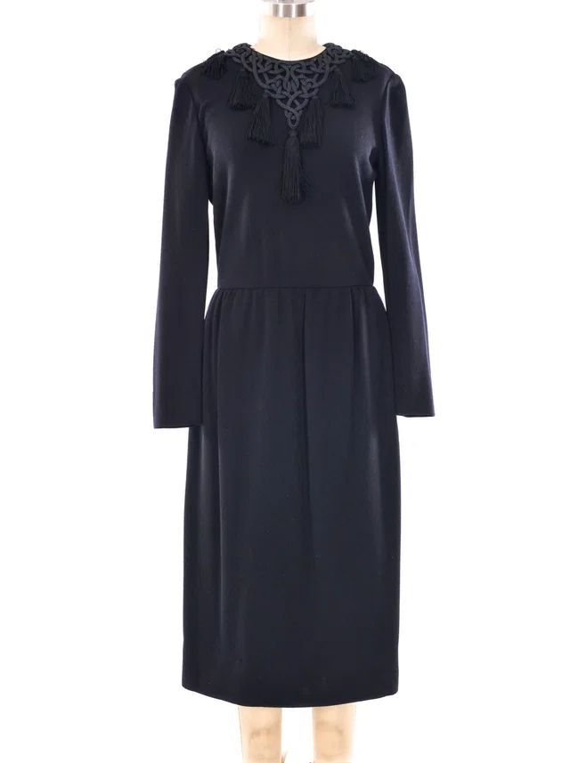 Chanel Tassel Embellished Jersey Dress in Wool from Arcade Vintage