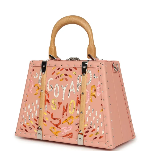 Goyard Goyardine Canvas Saigon Mini Marquetry Trunk Bag Powder Pink Chevroches Calfskin Palladium… in Pink Calfskin from Madison Avenue Couture, photo 2 of 2