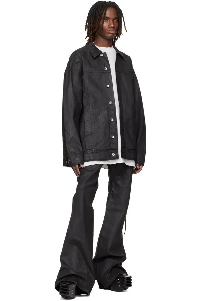 Rick Owens DRKSHDW Black Temple Bias Bootcut Jeans, photo 4 of 4 from SSENSE