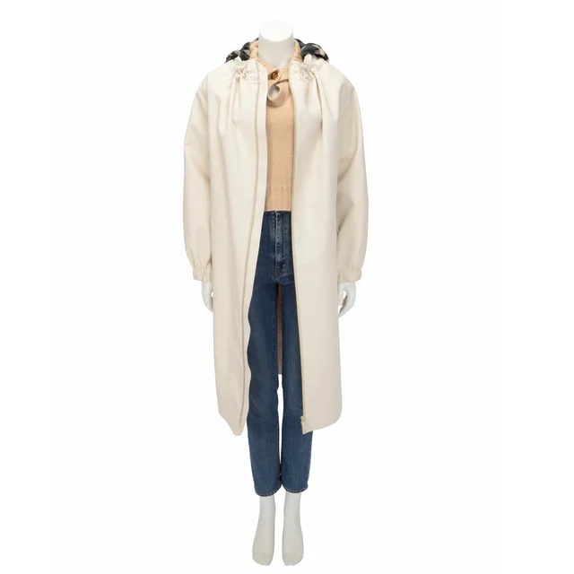 Burberry Polyester Check Hood Parka Coat M in Cream from Blue Spinach