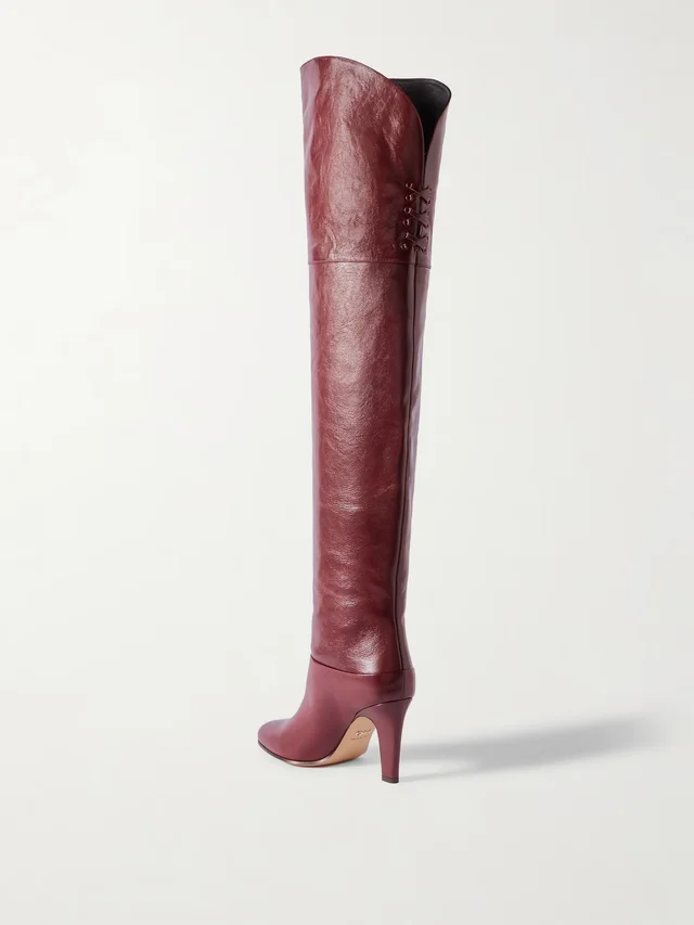 CHLOÉ Eve leather over-the-knee boots in burgundy 100% Leather, photo 3 of 4 from NET-A-PORTER (Canada)