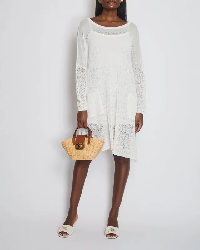 Valentino Garavani White Mid-Sleeve Crochet Midi Dress Size XS (UK 8/10) in White from Sellier