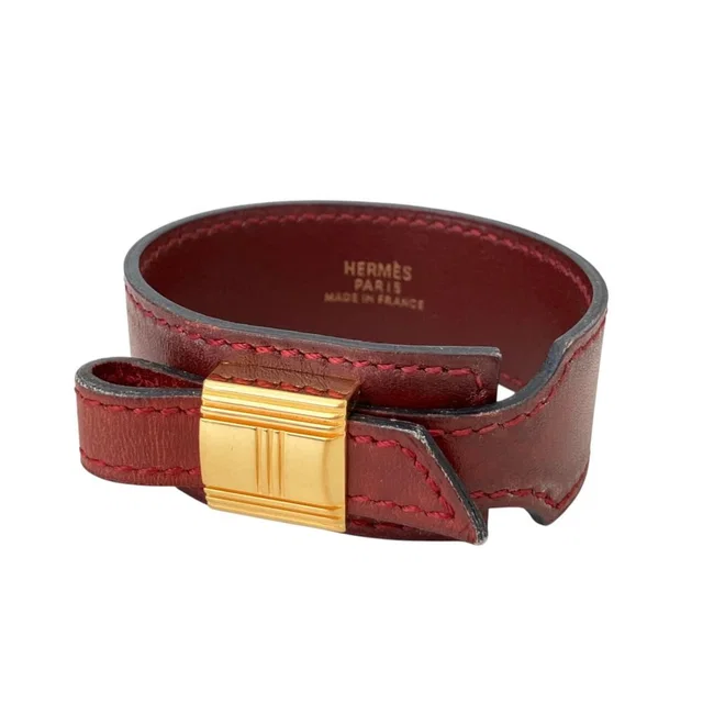 Hermès Artemis Leather Bracelet M Red Gold Colored in Red Leather from The Reluxe