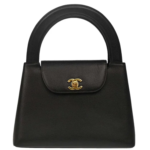 Chanel 1997-1999 Black Caviar Handbag in Black Caviar leather from AMORE Vintage Tokyo
