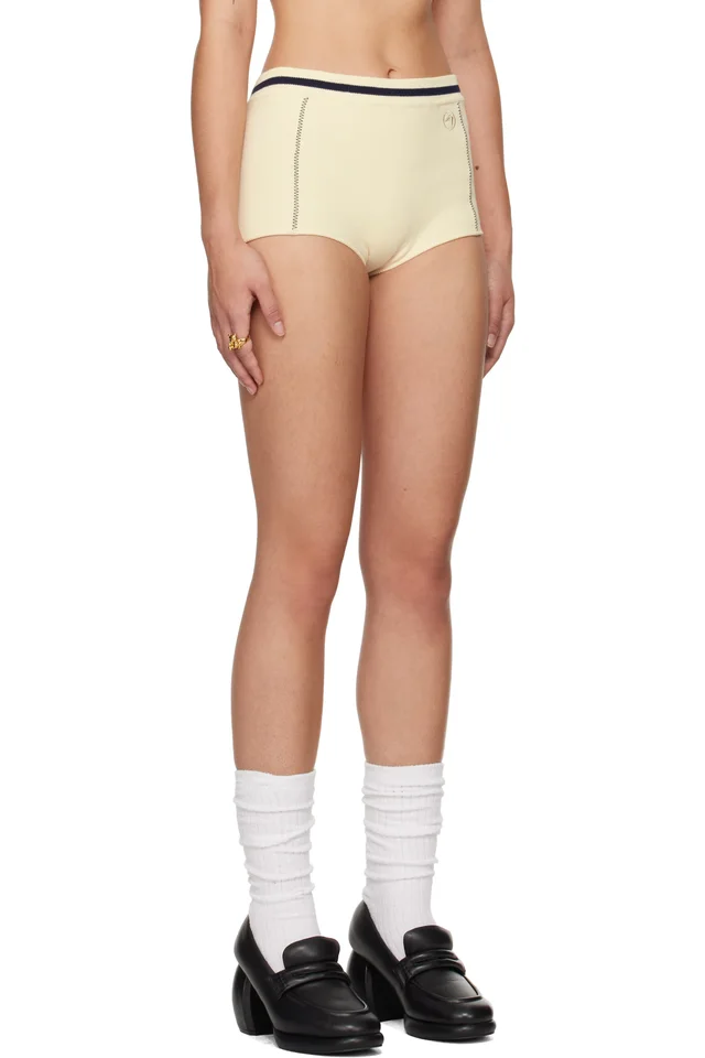 AMBUSH Off-White Contrast Stitch Culotte Shorts, photo 2 of 4 from SSENSE