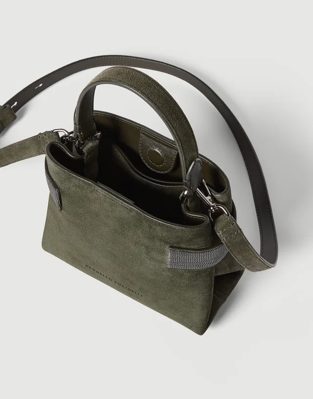 Brunello Cucinelli Essence small top-handle bag in suede with precious bands, photo 5 of 5 from SENSER