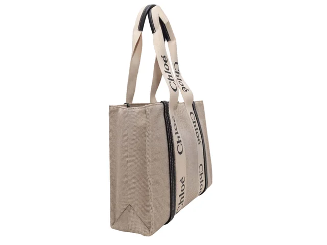 & Black Chloe Woody Tote Bag in Beige Canvas from Designer Revival, photo 2 of 6