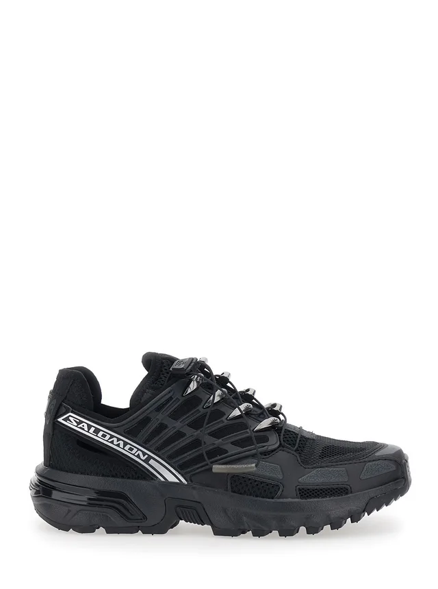 SALOMON Black Low Top Sneakers with drawstring closure and logo lettering on the side in tech fabric unisex in Black, photo 2 of 8 from Gaudenzi Boutique