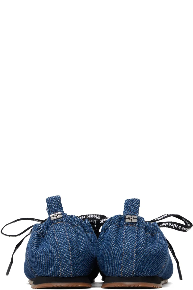 GANNI Navy Sporty Ballerina Flats, photo 2 of 5 from SSENSE