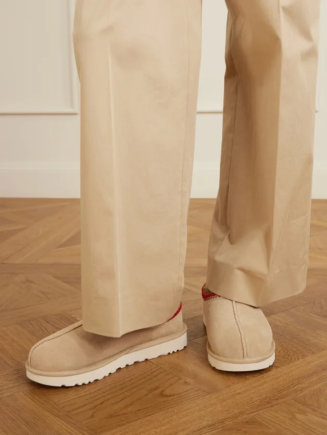 UGG Tasman II shearling-lined embroidered suede slippers in Beige, photo 2 of 2 from NET-A-PORTER (Canada)