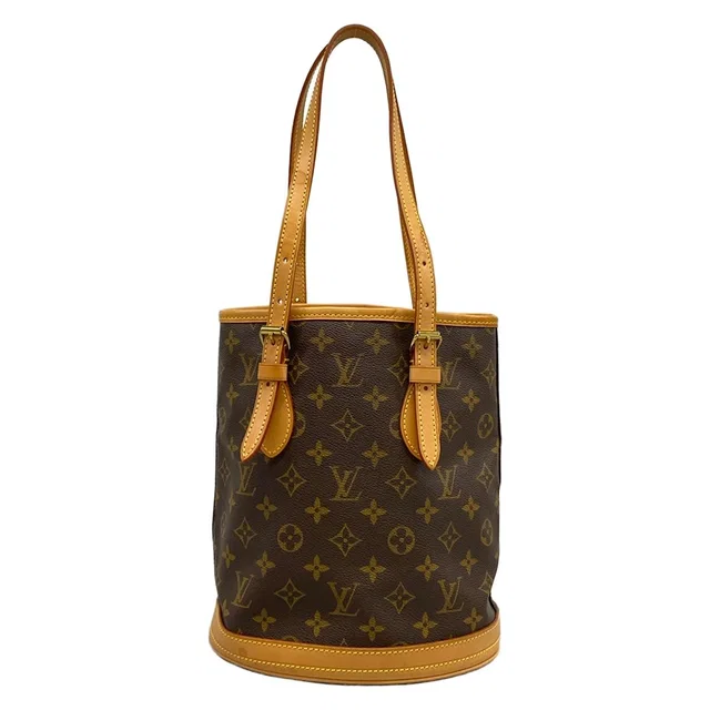 Louis Vuitton Shoulder Bag Monogram Petit Bucket in Coated canvas from The Reluxe