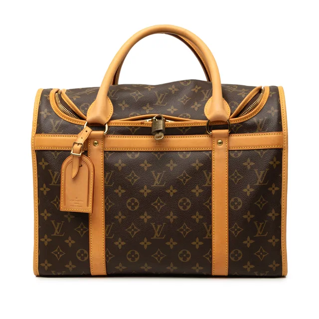 Brown Louis Vuitton Monogram Sac Chien Pet Carrier 40 Travel Bag in Brown Coated canvas from Designer Revival