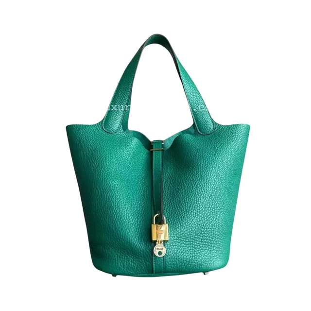 Hermès Picotin 22 - Bambou Vert Vertigo Clemence Leather Gold Hardware in Green Clemence leather from Luxury Promise