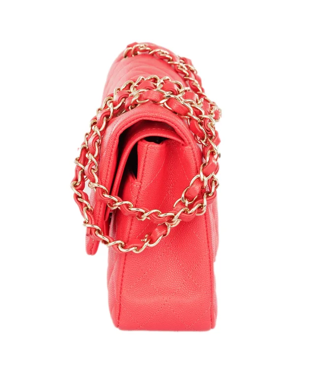 Chanel Vibrant Red Quilted Caviar Leather Classic Double Flap Bag in Red Caviar leather from Luxury Promise, photo 3 of 13