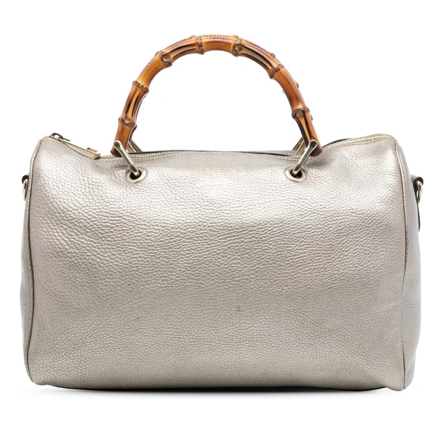 Gold Gucci Medium Calfskin Bamboo Shopper Boston Bag Satchel in Gold Calfskin from Designer Revival, photo 1 of 1