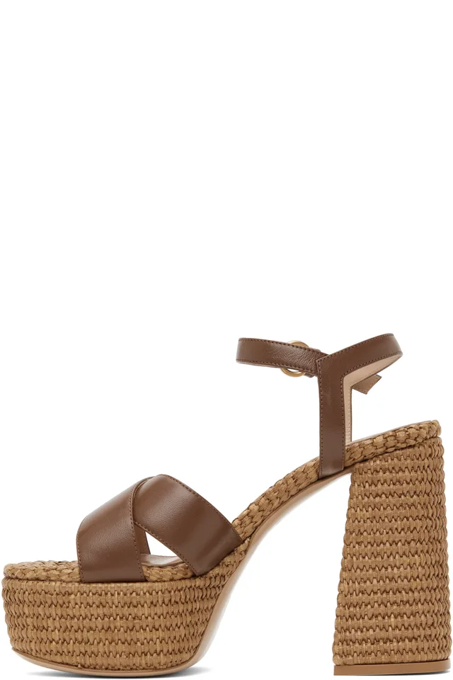 Gianvito Rossi Brown Bebe Heeled Sandals, photo 3 of 5 from SSENSE