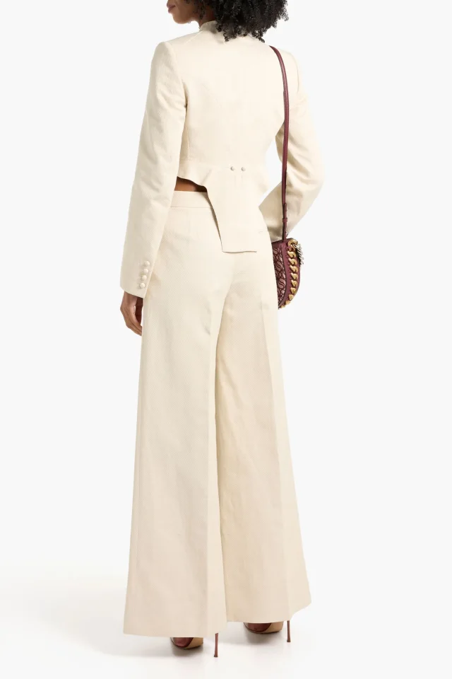 Stella McCartney Cotton and Linen-Blend Twill Wide-Leg Pants in Ecru, photo 3 of 4 from THE OUTNET