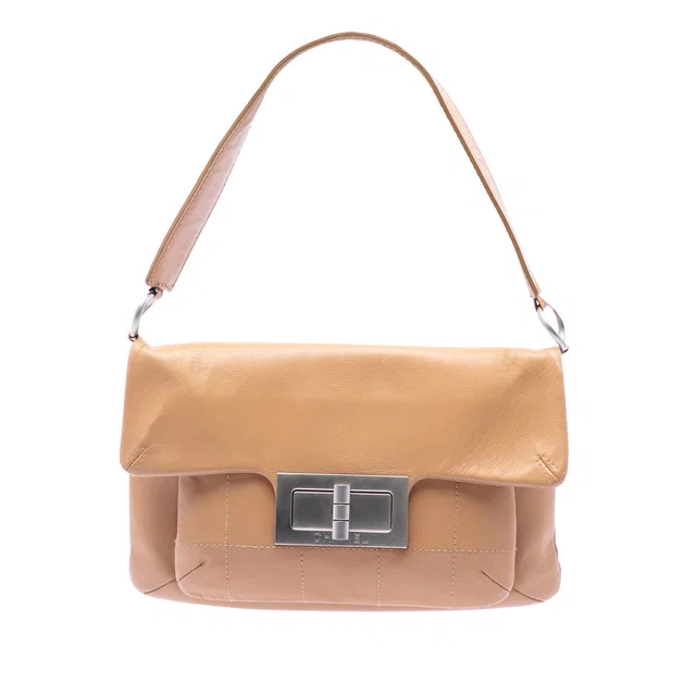 Brown Chanel Calfskin Square Stitched Mademoiselle Shoulder Bag in Brown Calfskin from Designer Revival