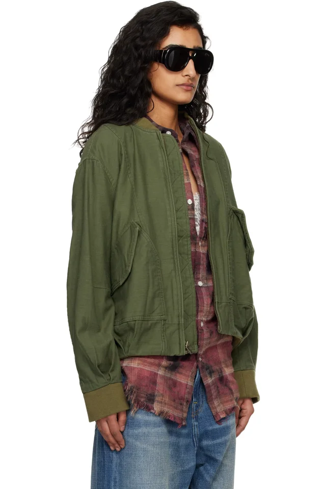 R13 Khaki Bubble Bomber Jacket, photo 2 of 4 from SSENSE