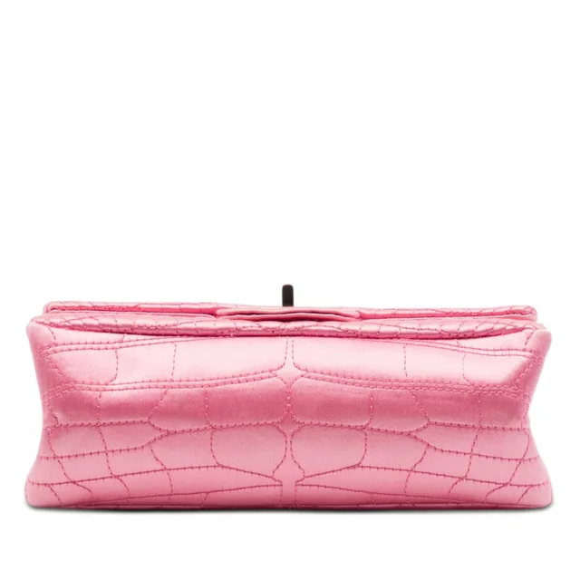 Pink Chanel Coco Croc Quilted Satin Reissue 2.55 Double Flap 224 Shoulder Bag in Pink Crocodile from Designer Revival, photo 2 of 2