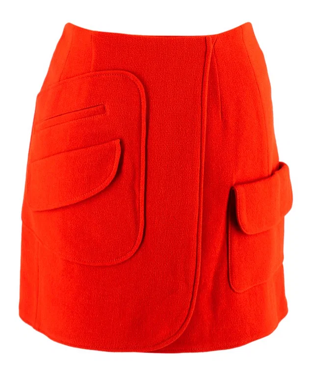 Dior Bright Orange Virgin Wool Mini Wrap Skirt in Orange Wool from HEWI