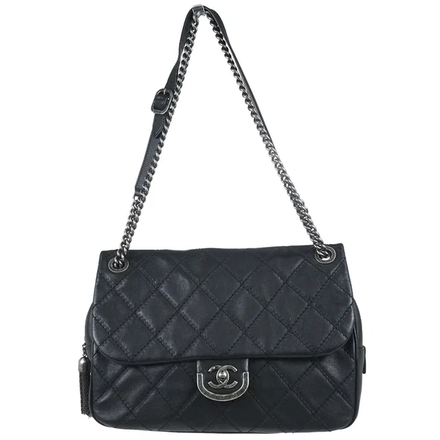 Chanel 2013-2014 Black Calfskin Paris-Edinburgh Jumbo Coco Sporran Shoulder Bag in Black Calfskin from AMORE Vintage Tokyo