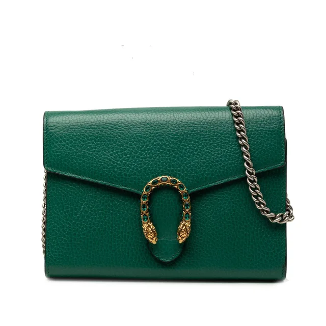 Green Gucci Calfskin Dionysus Wallet on Chain Crossbody Bag in Green Calfskin from Designer Revival