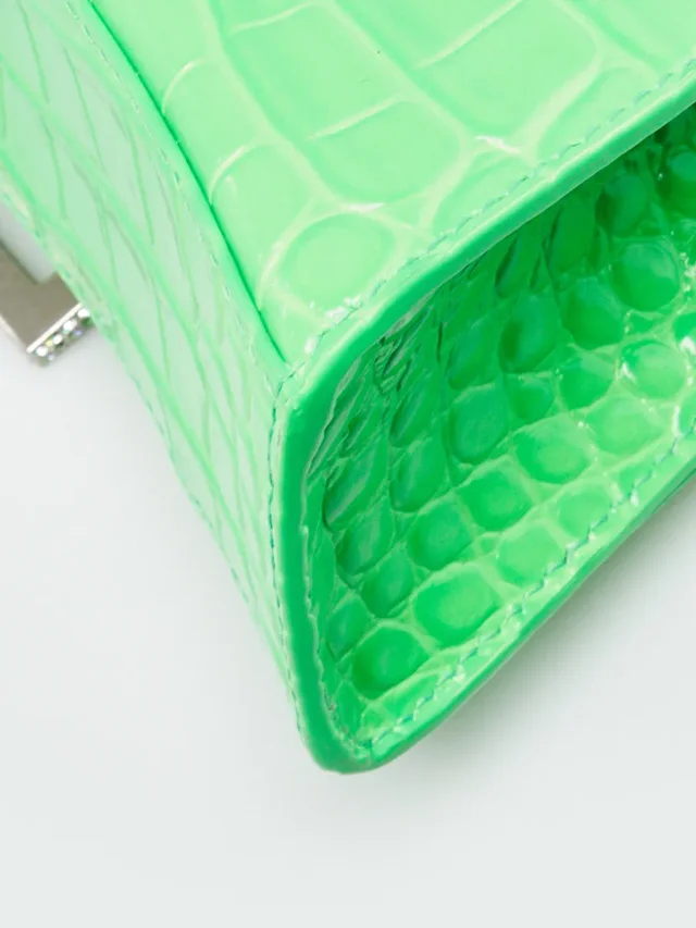 Balenciaga Bright Green Croc Embossed Leather Hourglass Crystal XS Top Handle Bag in Green Crocodile from Yoogis, photo 4 of 13