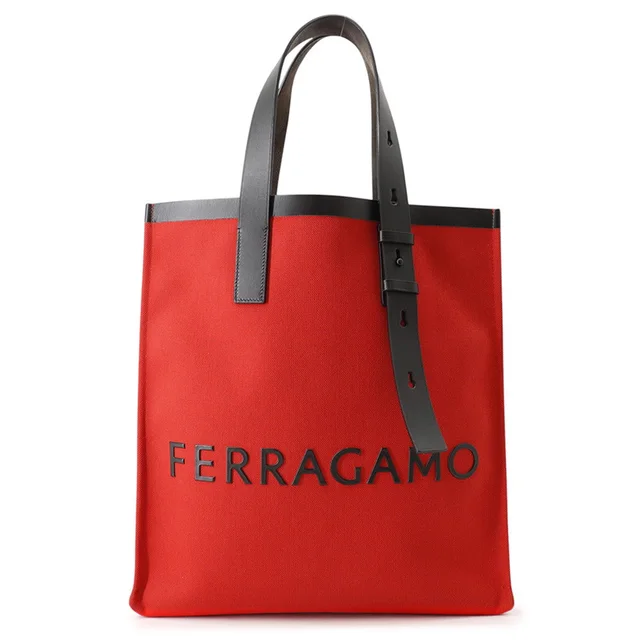Ferragamo Logo tote Red/Black241297 764871 Canvas Leather in Red Canvas from GALLERY RARE