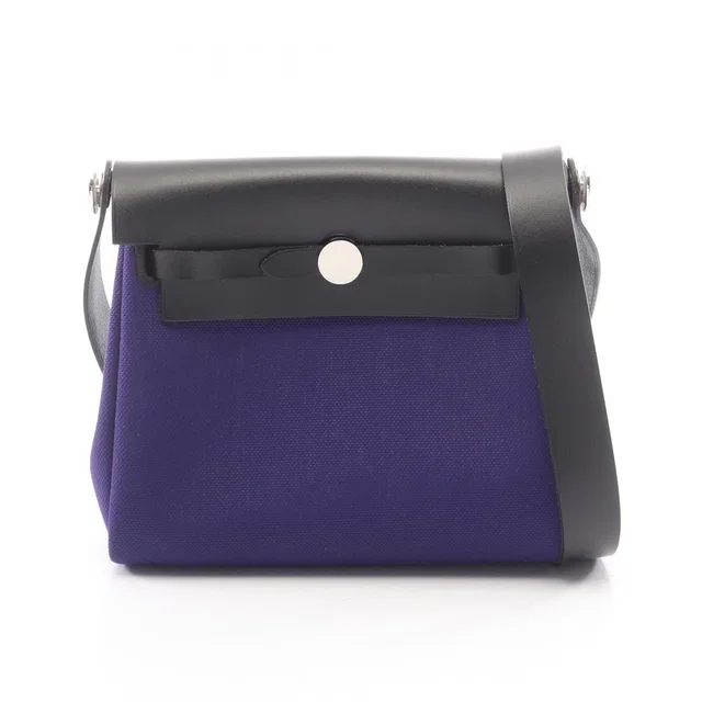 Hermès Shoulder Bag Herbag Zip Mini Purple Black Canvas Leather in Black Canvas from The Reluxe