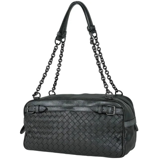 Bottega Veneta Intrecciato Chain Tote Bag Leather Dark Green in Green Woven leather from The Reluxe