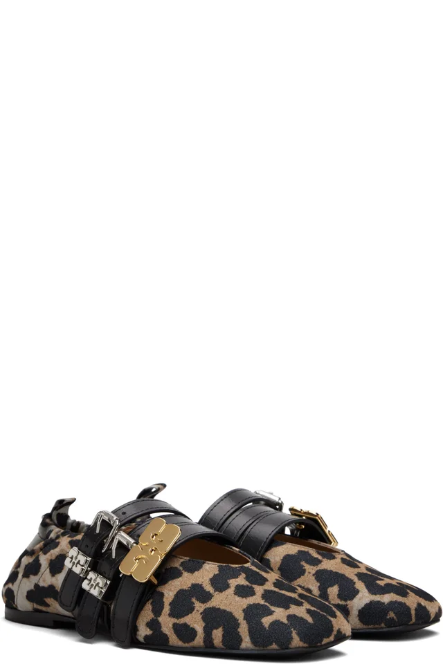 GANNI Brown & Black Sue Triple Ballerina Flats, photo 4 of 5 from SSENSE