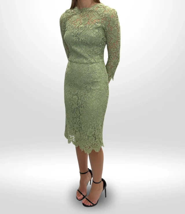 Dolce & Gabbana Lace Midi Dress Size 8 in Green from Revivre