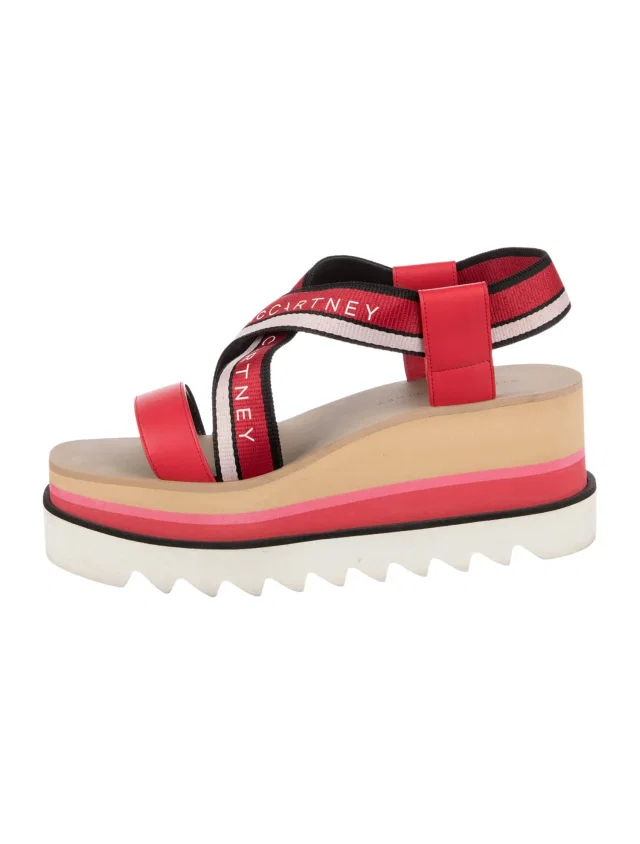 Stella McCartney Leather Graphic Print Sandals in red Leather from The RealReal
